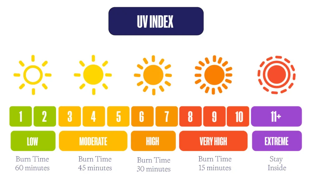An infographic showing the uv index hour by hour
