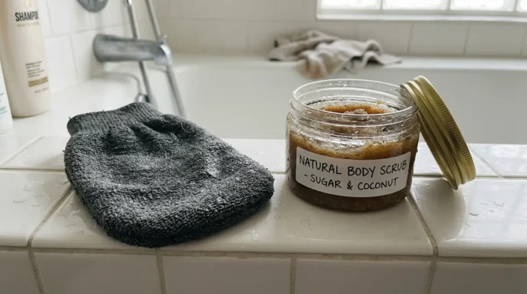 exfoliating mitt vs body scrub before self tan