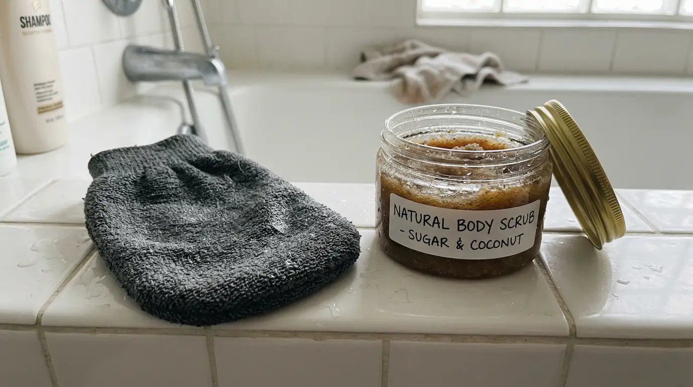 exfoliating mitt vs body scrub before self tan